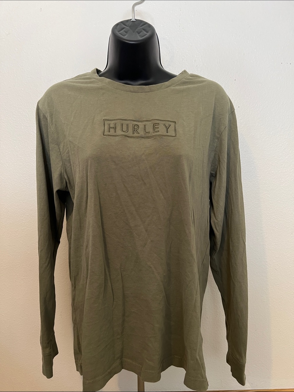 Hurley Olive Green Long Sleeve Logo Crew Tee